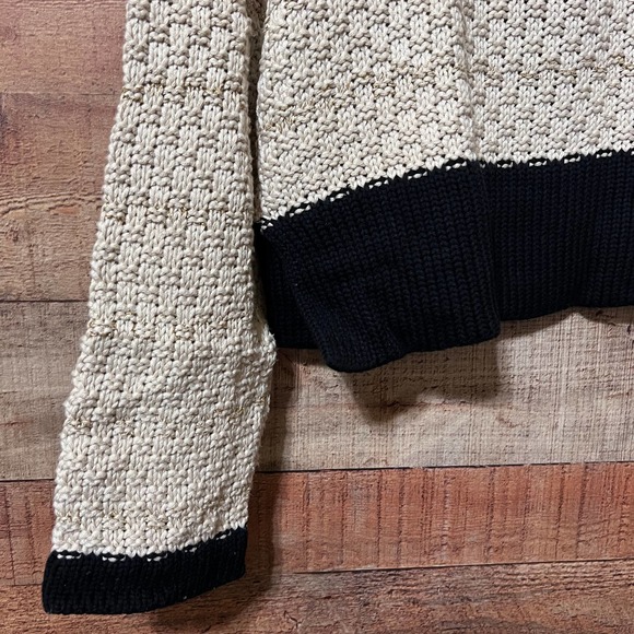 Topshop Cream Open Front Cardi w/ Woven Gold Thread Size 10 - Picture 13 of 15